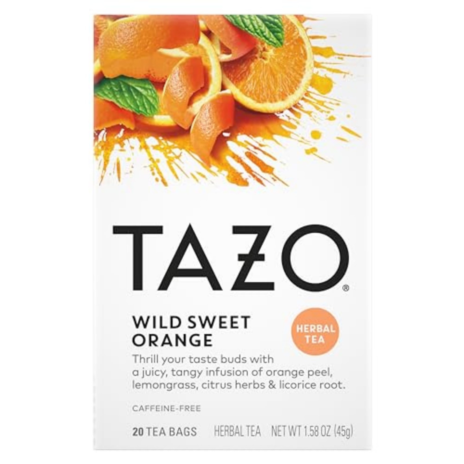TAZO Wild Sweet Orange Herbal Tea Bags 20-Count Caffeine Free 20