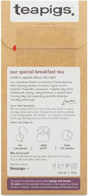 Teapigs Signature Blend English Breakfast Tea – 15 tea temples/bags