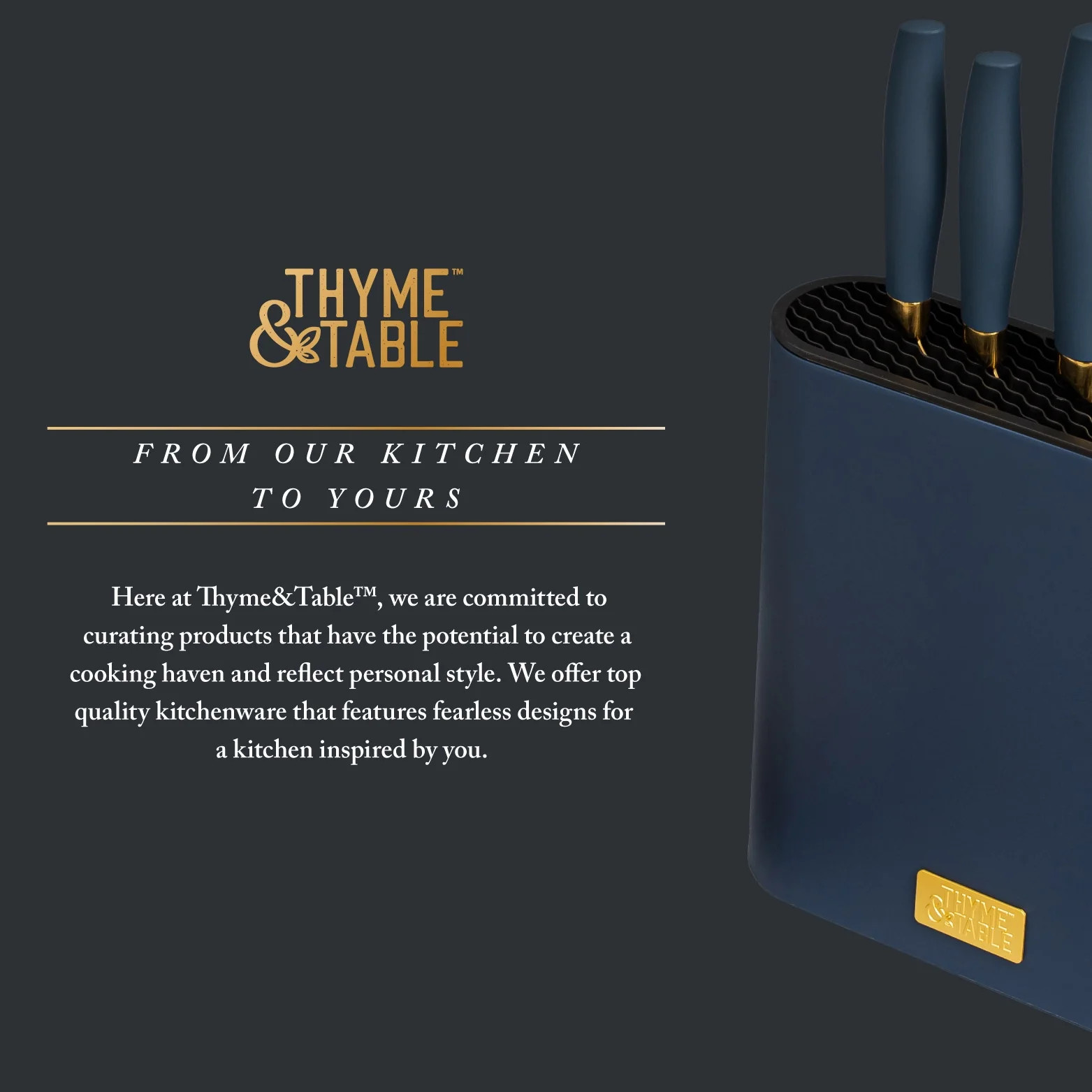 7-Piece Slim Block Knife Set with Gold Blades and Blue Block