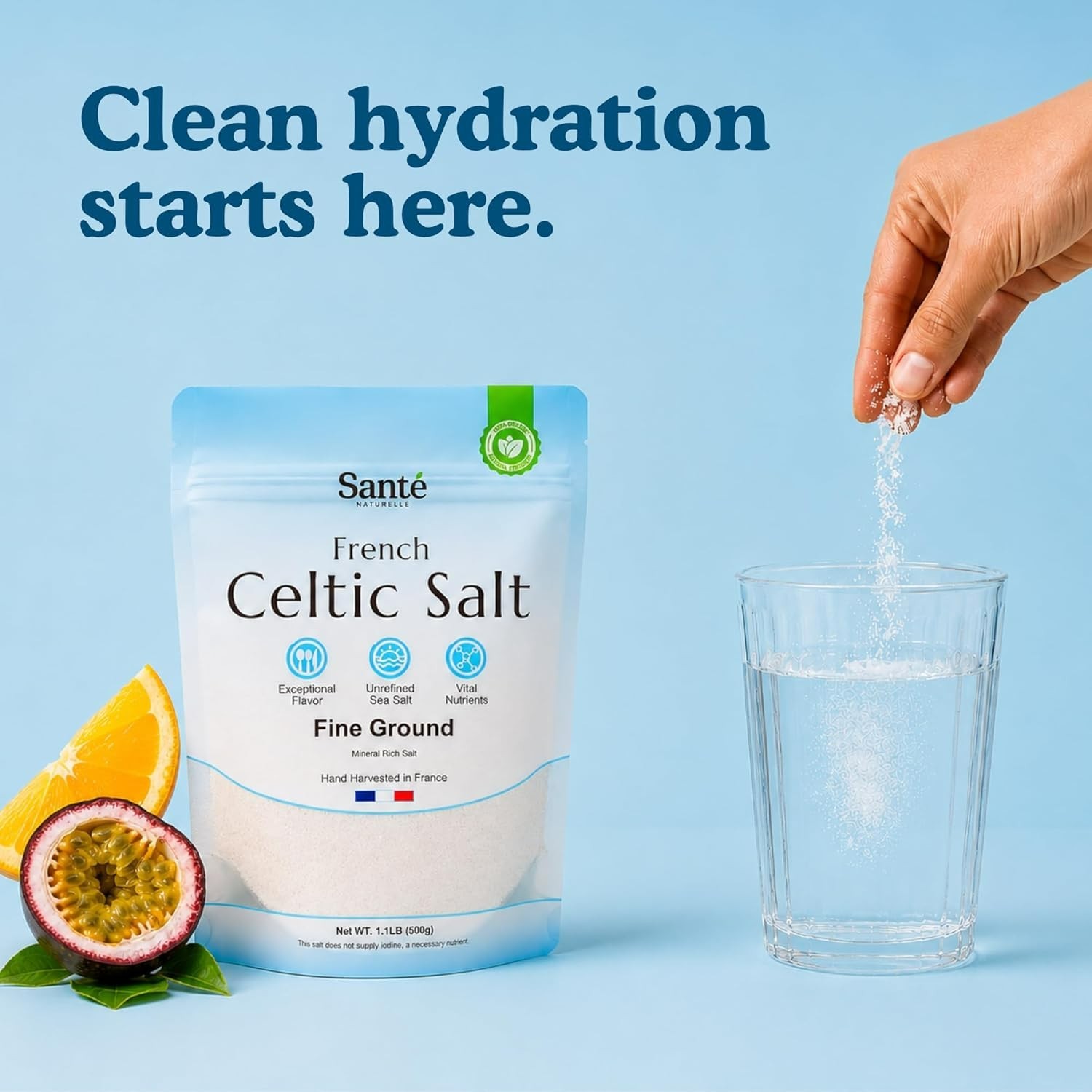 Celtic Salt Organic Fine Ground – 1.1lb (18oz) Unrefined French Mineral Sea Salt