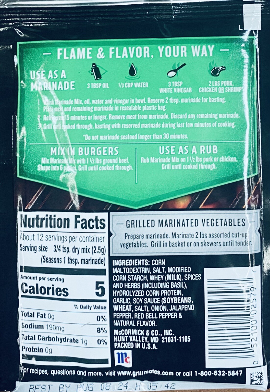 5x McCormick Grill Mates ZESTY HERB Spice Seasoning Marinade Mix 1.06 oz 5 PACK