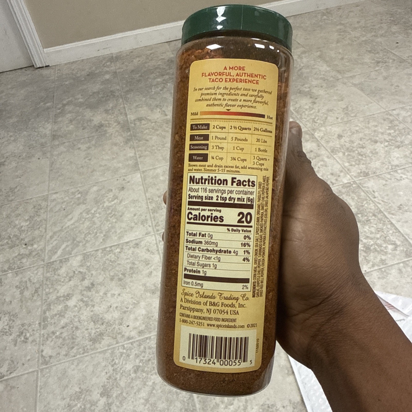 Spice Islands Premium Taco Seasoning Chipotle Cocoa Corn Meal, 24.5 Ounce