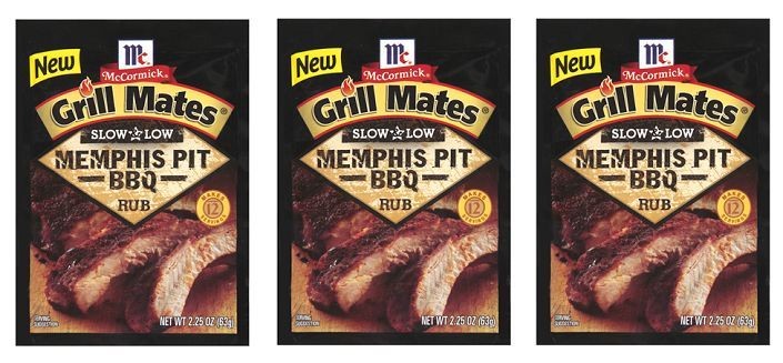 McCormick Grill Mates Slow & Low Memphis Pit BBQ Rub 3 Packets