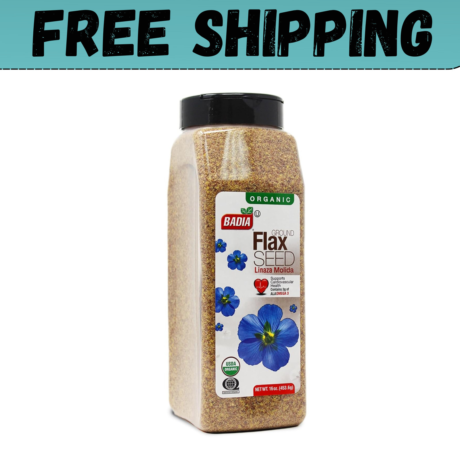 Badia Organic Ground Flax Seed, 16 oz – Superfood High in 1 Pound (Pack of 1)
