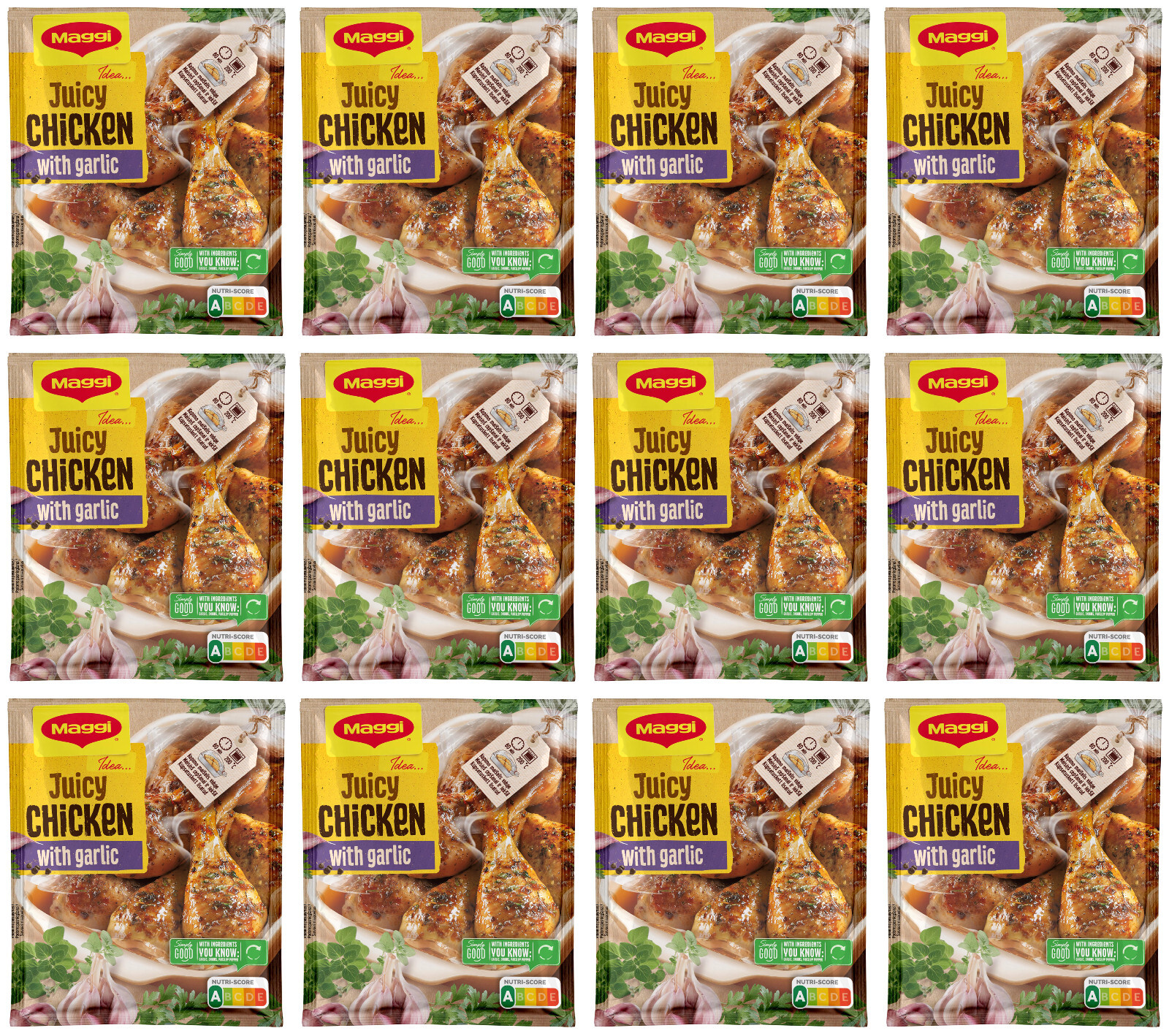 12 MAGGI JUICY CHICKEN with Garlic Spice Mix Quick Marinade Seasoning Packs 30g