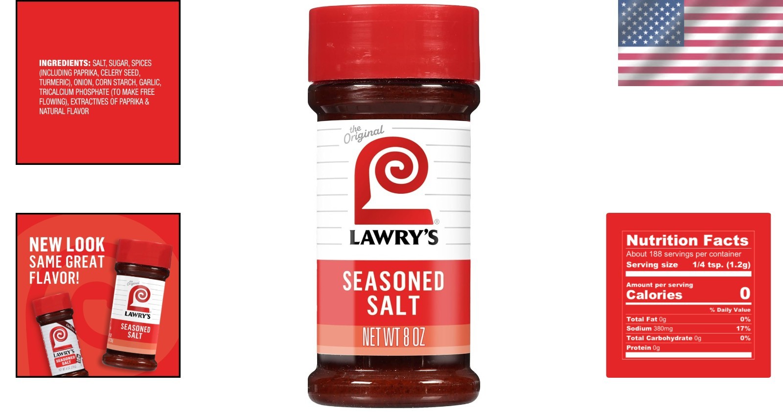 Lawrys Seasoned Salt 8 Ounce No MSG Added Kosher Certified All Purpose Seasoning