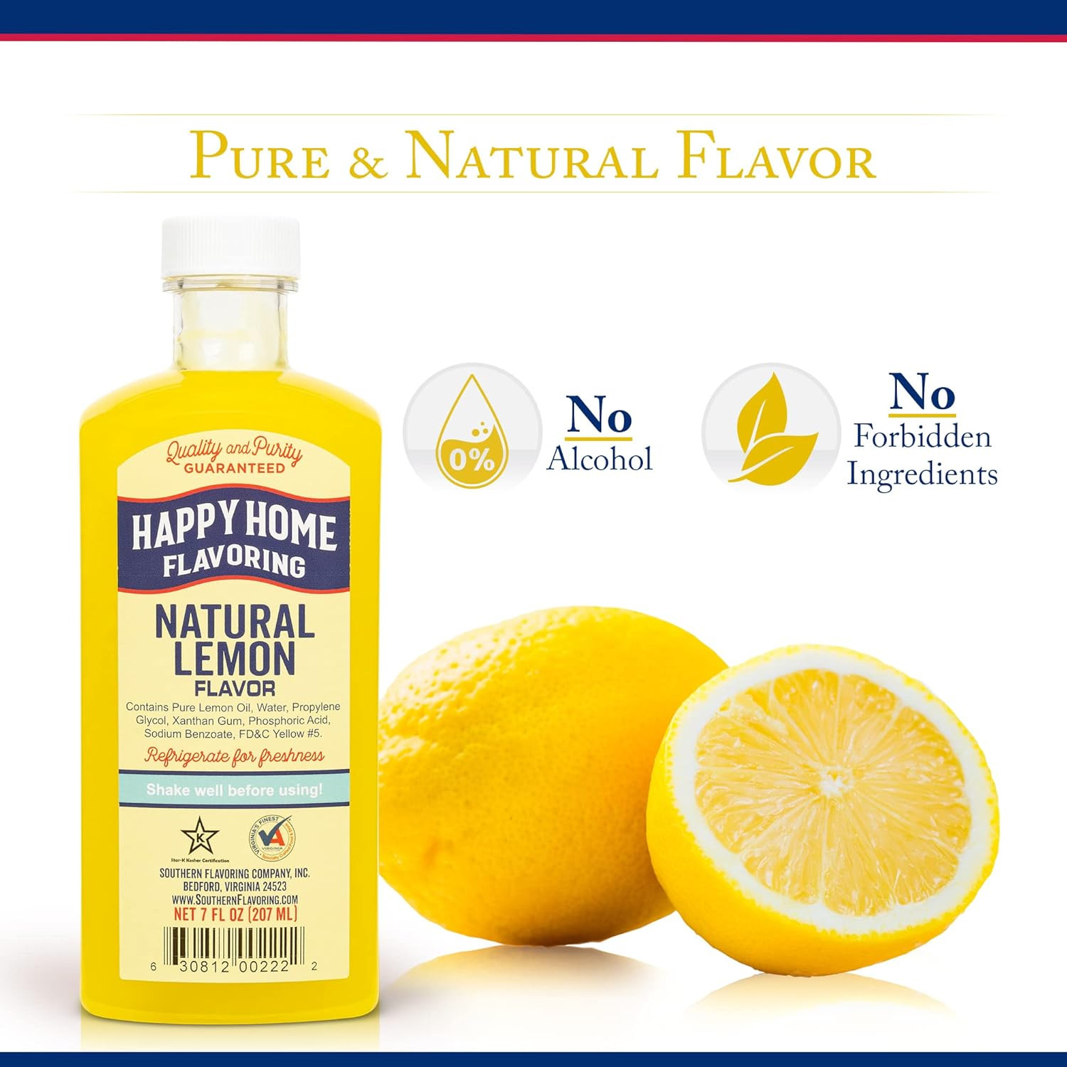 Natural Lemon Flavor, Non-Alcoholic, Certified Kosher, 7 oz.