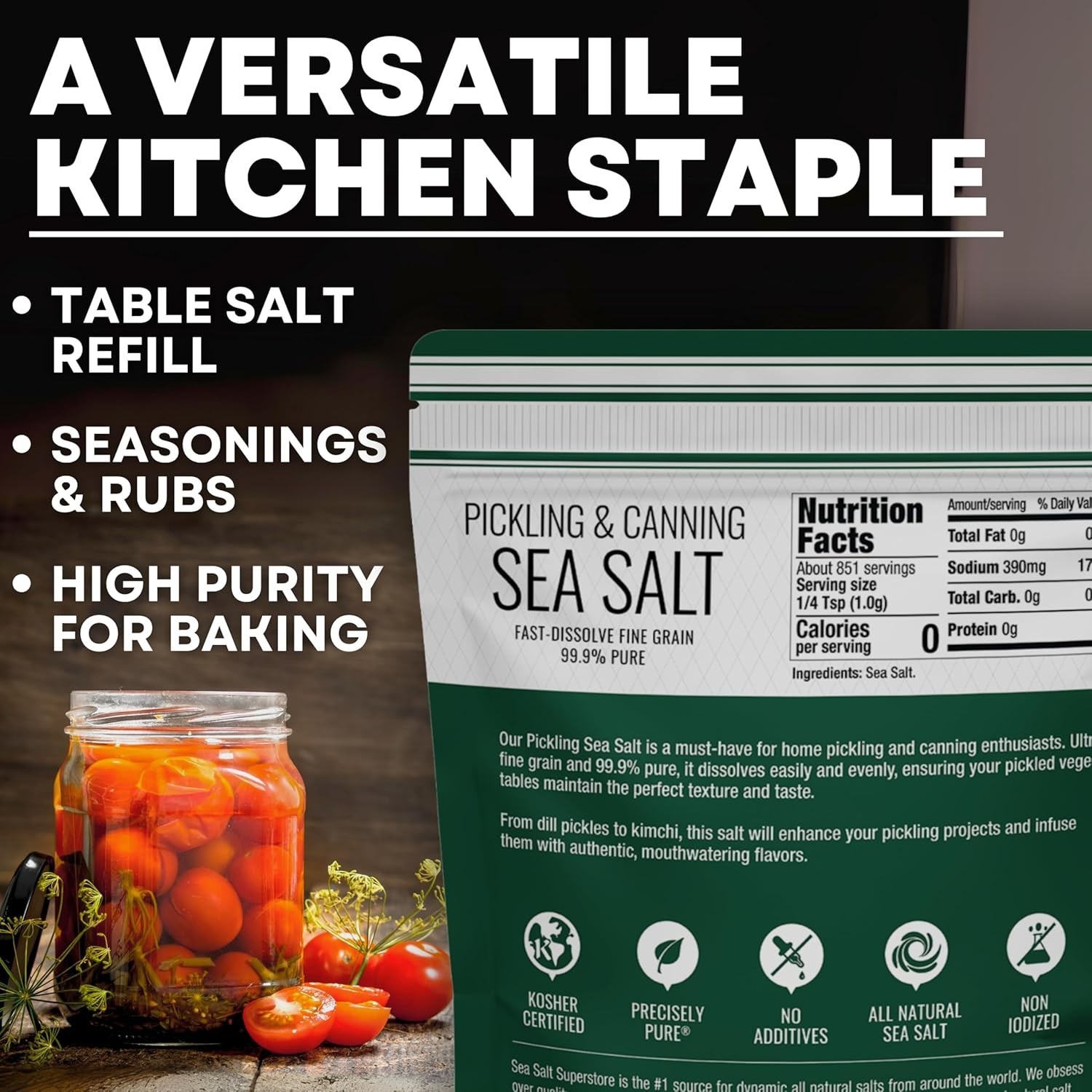 30 Oz Kosher Pickling Salt for Culinary Perfection – Non-Iodized & Pure