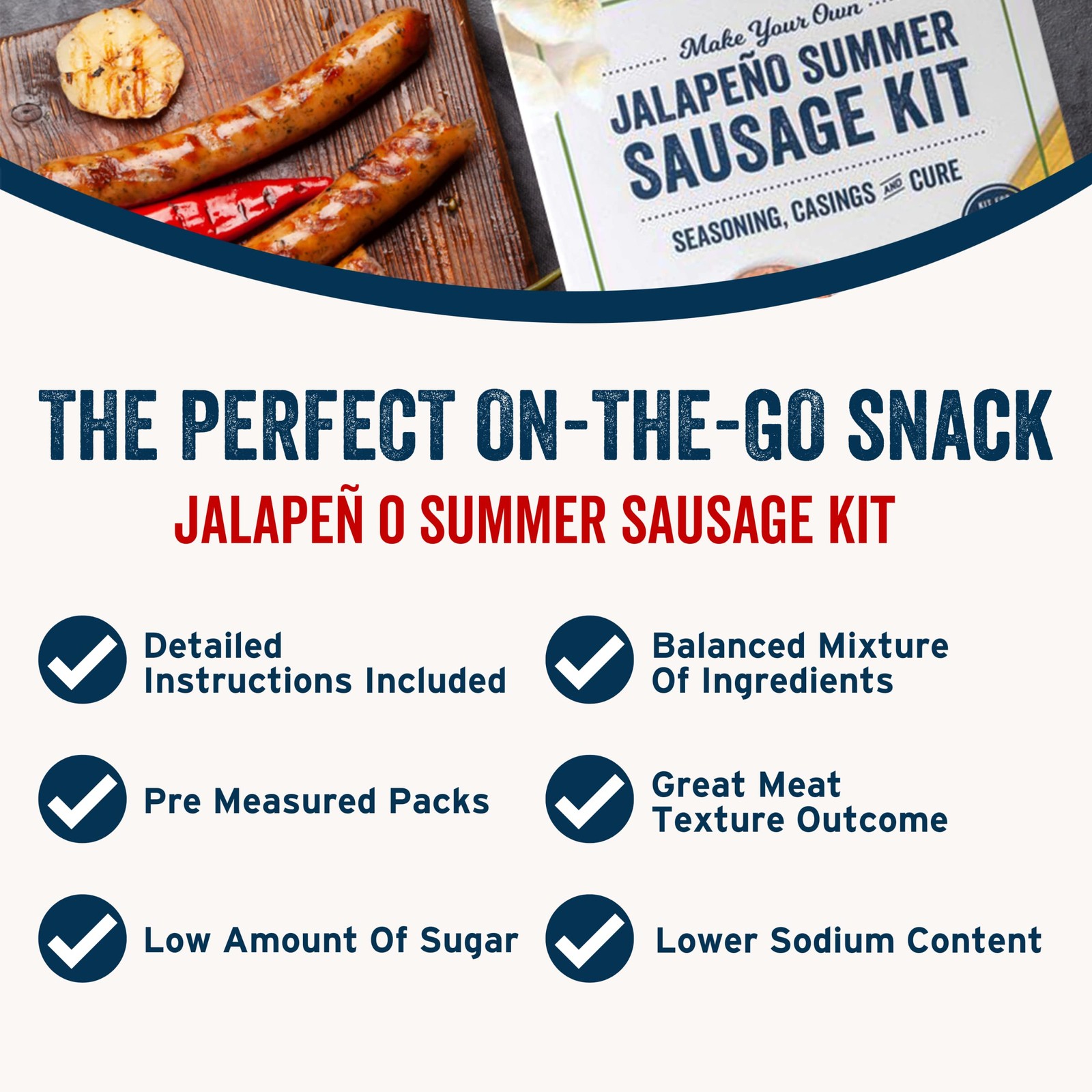 Jalapeno Summer Sausage Kit – Includes Sausage Seasoning Mix, Cure, and Casin…