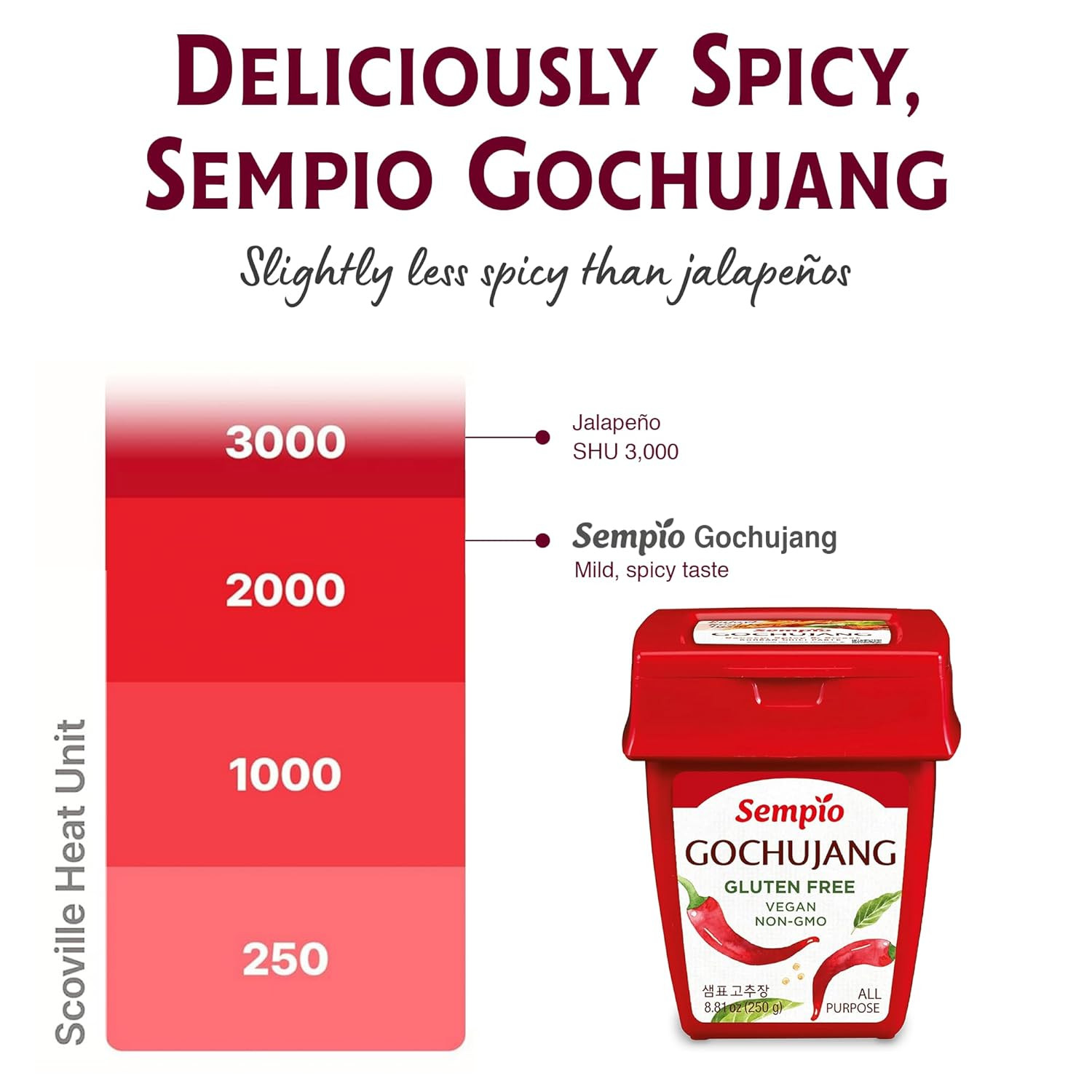Gochujang Vegan Korean Red Chili Pepper Paste – Gluten Free: Sweet Spicy Savory