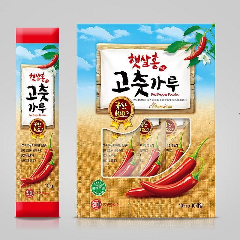 Korean 100% Sun-dried Stick Type Red Pepper Powder 100g(10g x 10ea) HACCP