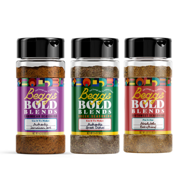 Beggs Bold Blends Seasoning Traveler Trio (low sodium) Gift Set Spice