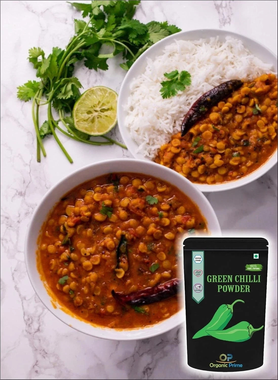 Organic Prime Green Chilli Powder Pure Natural Dried Hot Indian Spice Seasoning