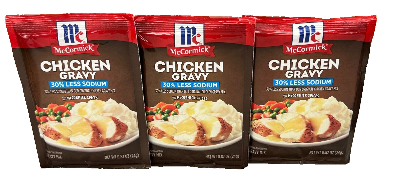 McCormick 30% Less Sodium Chicken Gravy Mix 0.87 oz (3 Pack)