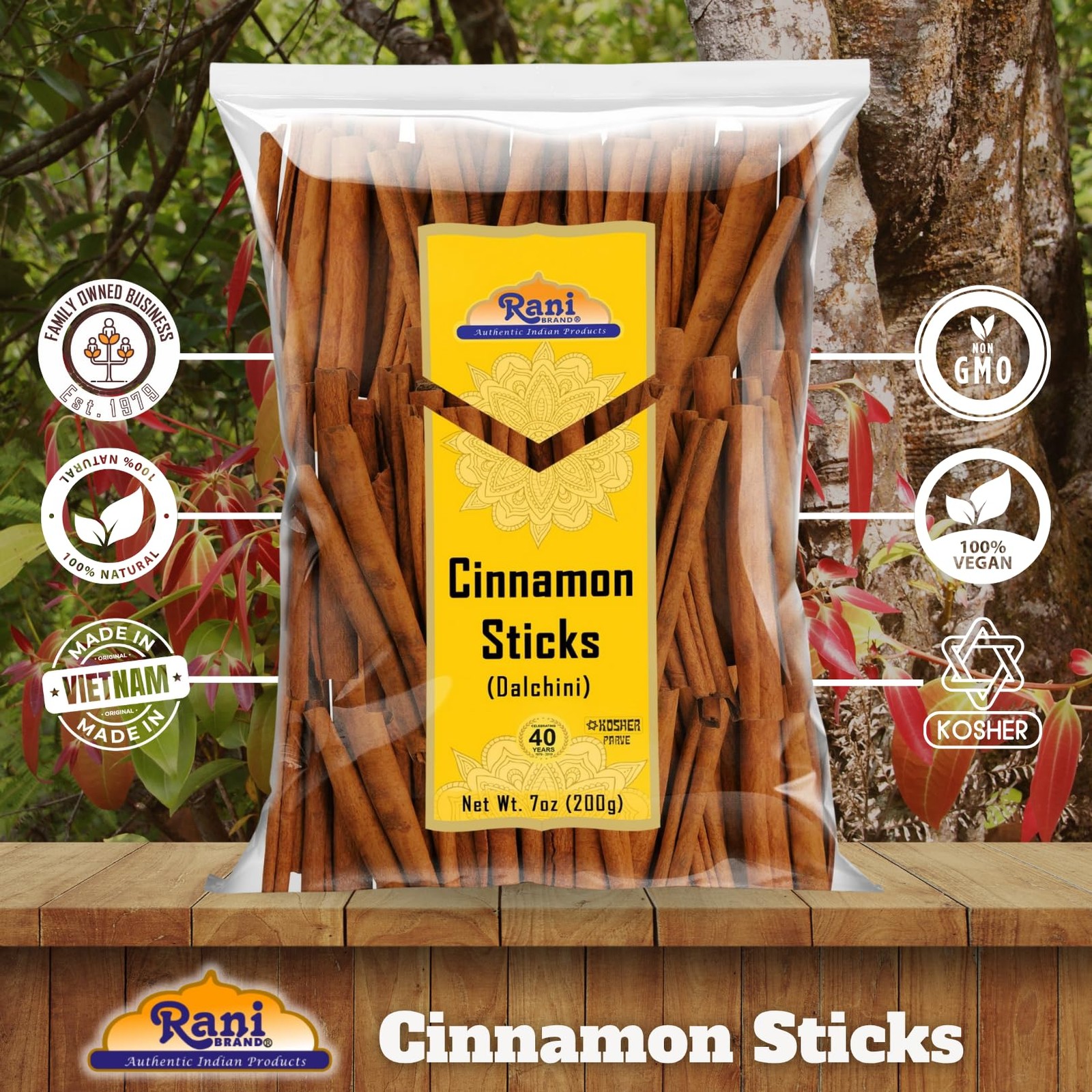 Rani Cinnamon Sticks 7oz (200g) – 36-44 – Strong 7 Ounce (Pack of 1)