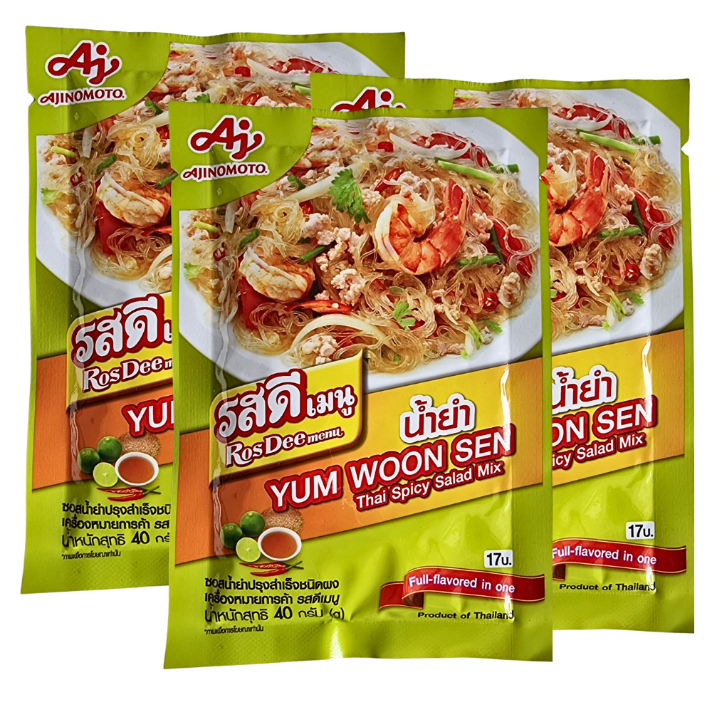 Rosdee Yum Woon Sen Powder Thai Spicy Salad Seasoning Mix Cooking Food 40g x3