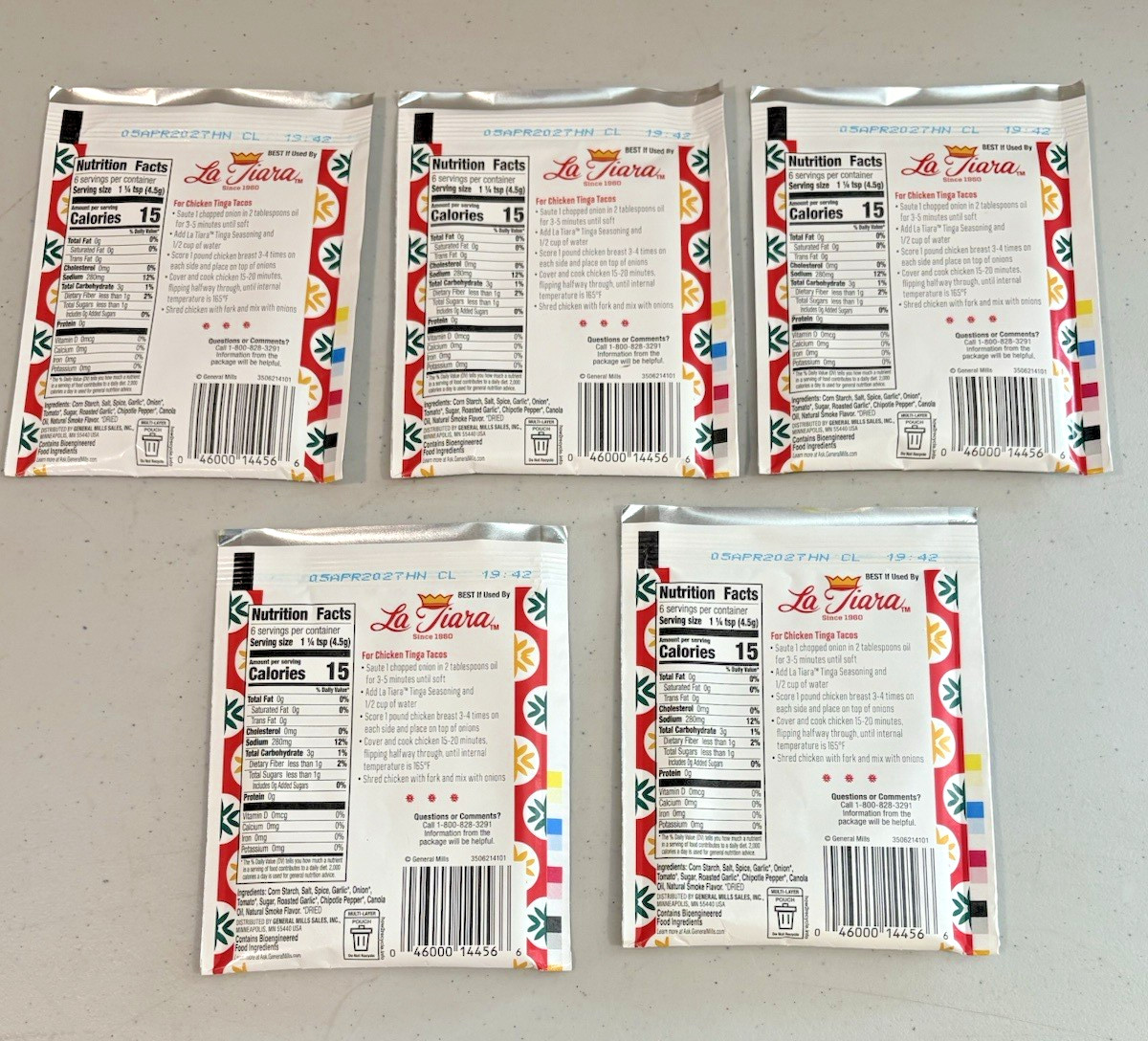 Lot of 5 La Tiara Tinga Taco Seasoning Spice Mix 1oz – Chicken Tacos