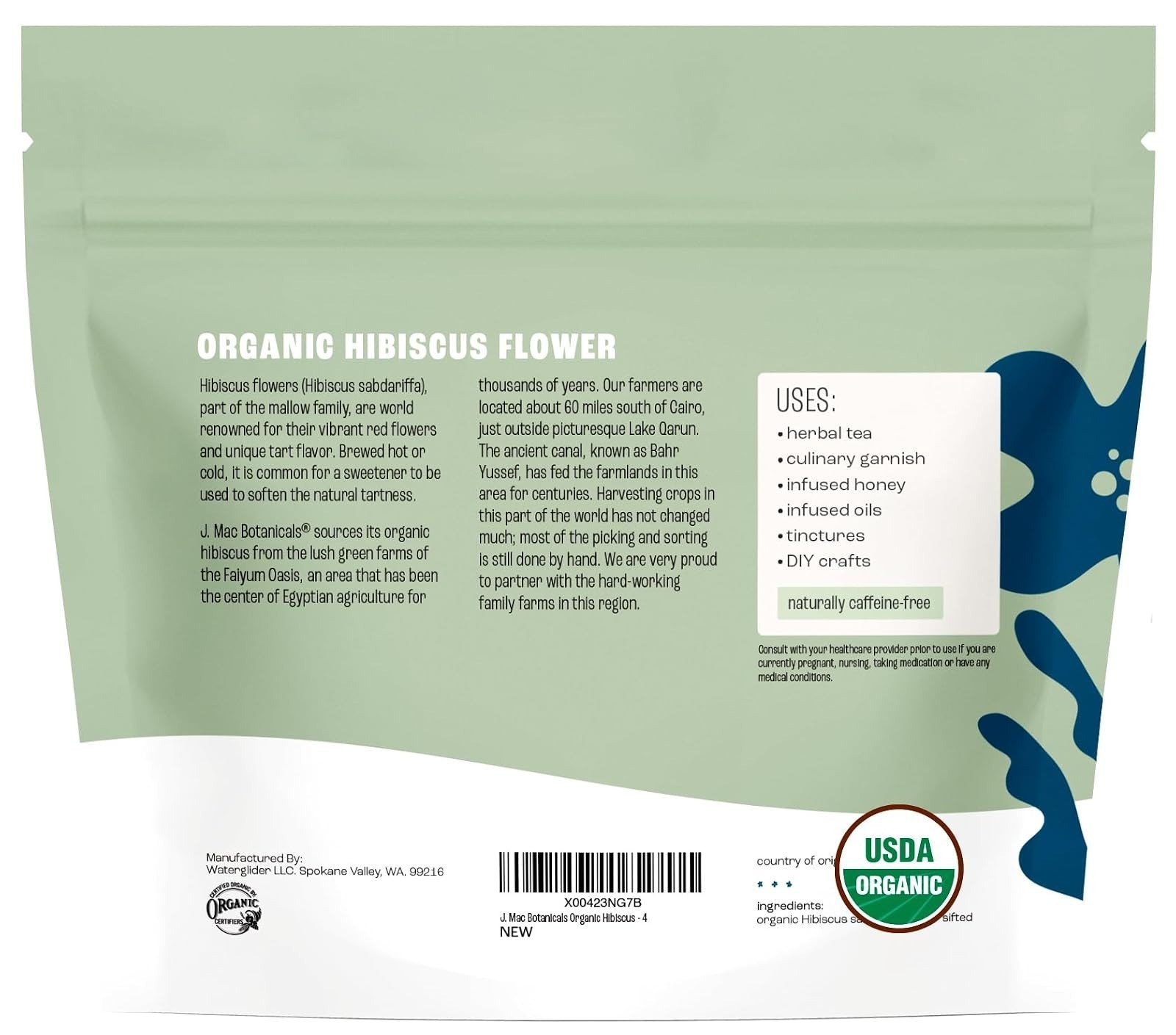 J Mac Botanicals Organic Hibiscus Flower 4 oz – Herbal Tea Leaves