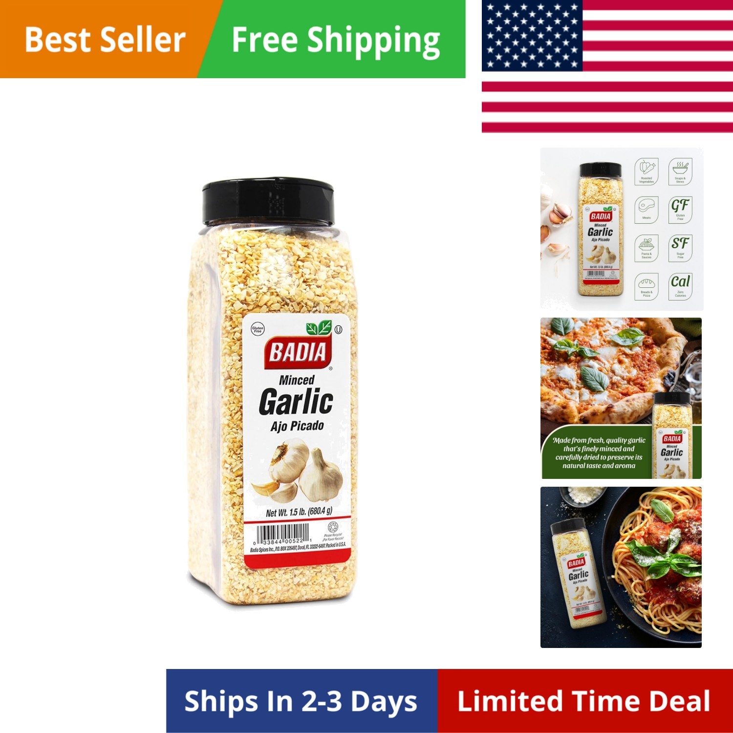 Garlic Minced, 1.5 Pound – All-Natural, Non-GMO, Dehydrated Garlic Seasoning