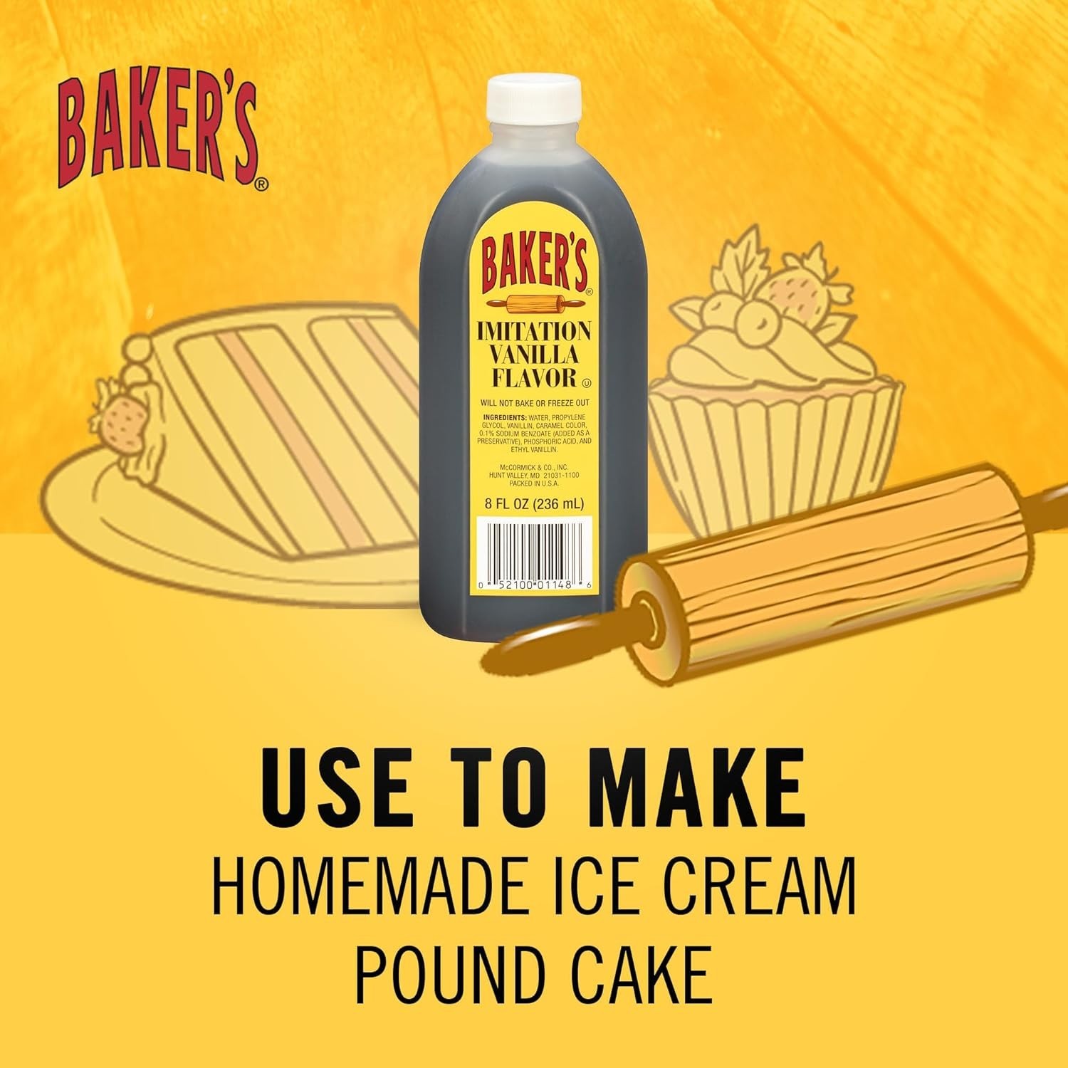 Versatile Imitation Vanilla Extract – 8 fl oz Bottles, Perfect for All Bakes