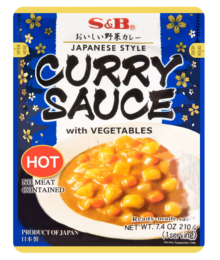 S&B Japanese Style Curry Sauce with Vegetables HOT Flavor 7.4 oz (210g) NO MSG