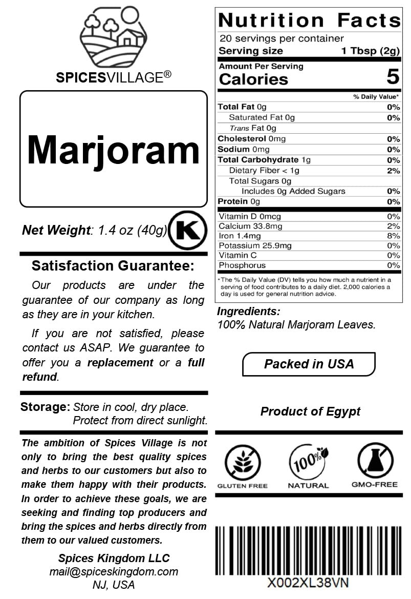 Dried Marjoram, Marjoram Spice, 1.4 oz, All Natural Fresh Mediterranean Spice…