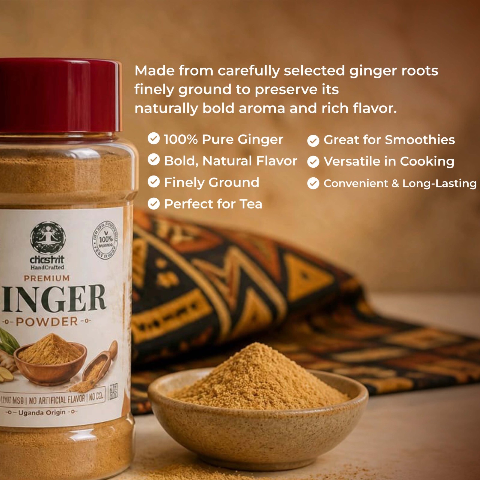100% Pure Ginger Powder 4 Oz – Finely Ground Ginger Spice with No Additives