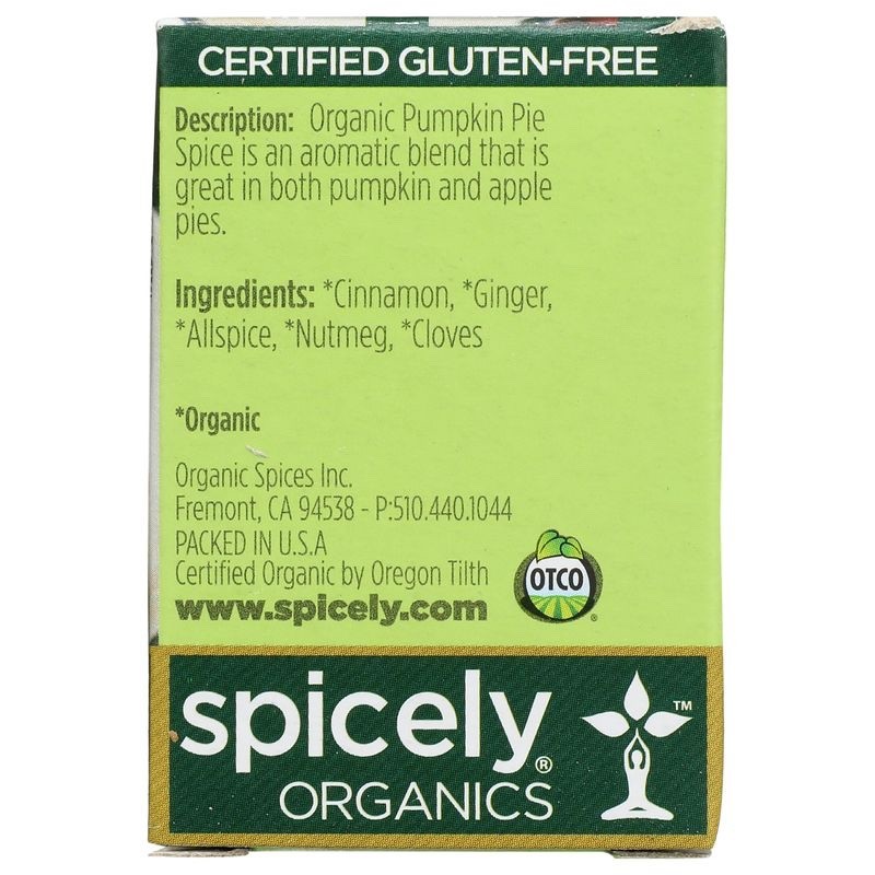 6-PACK spicely ORGANICS PUMPKIN PIE SPICE SEASONING 0.35 oz BB 5/28/2030