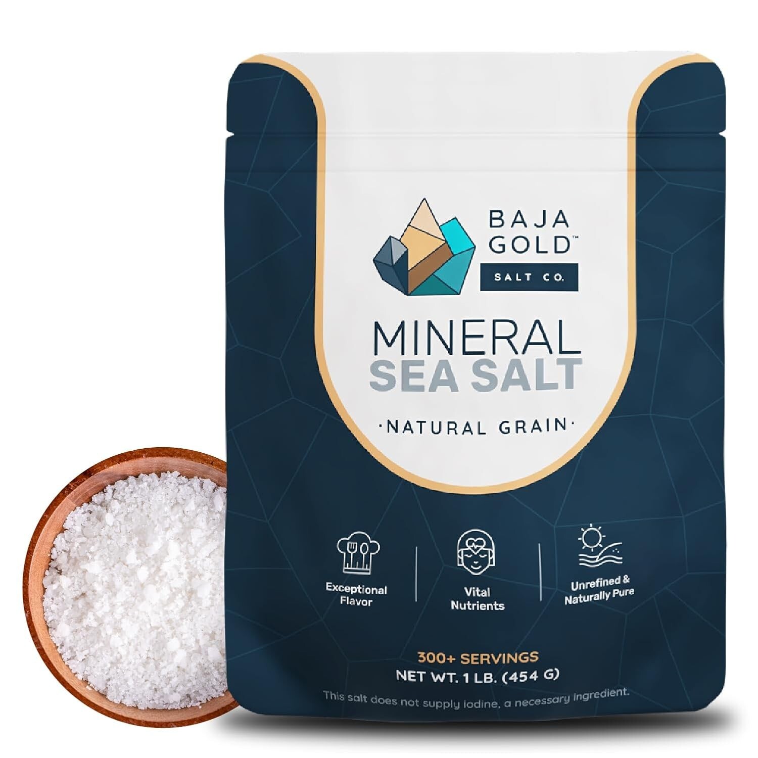 Baja Gold Mineral Sea Salt, Natural Grain Crystals, 5 Lb. Bag
