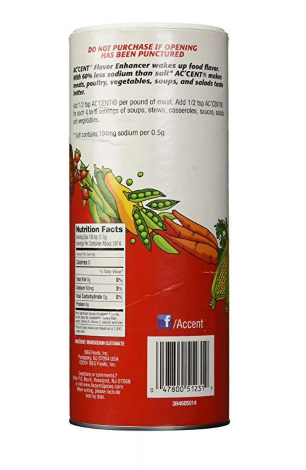 Accent Flavor Enhancer seasoning kosher meat vegetables Net WT. 32 Oz