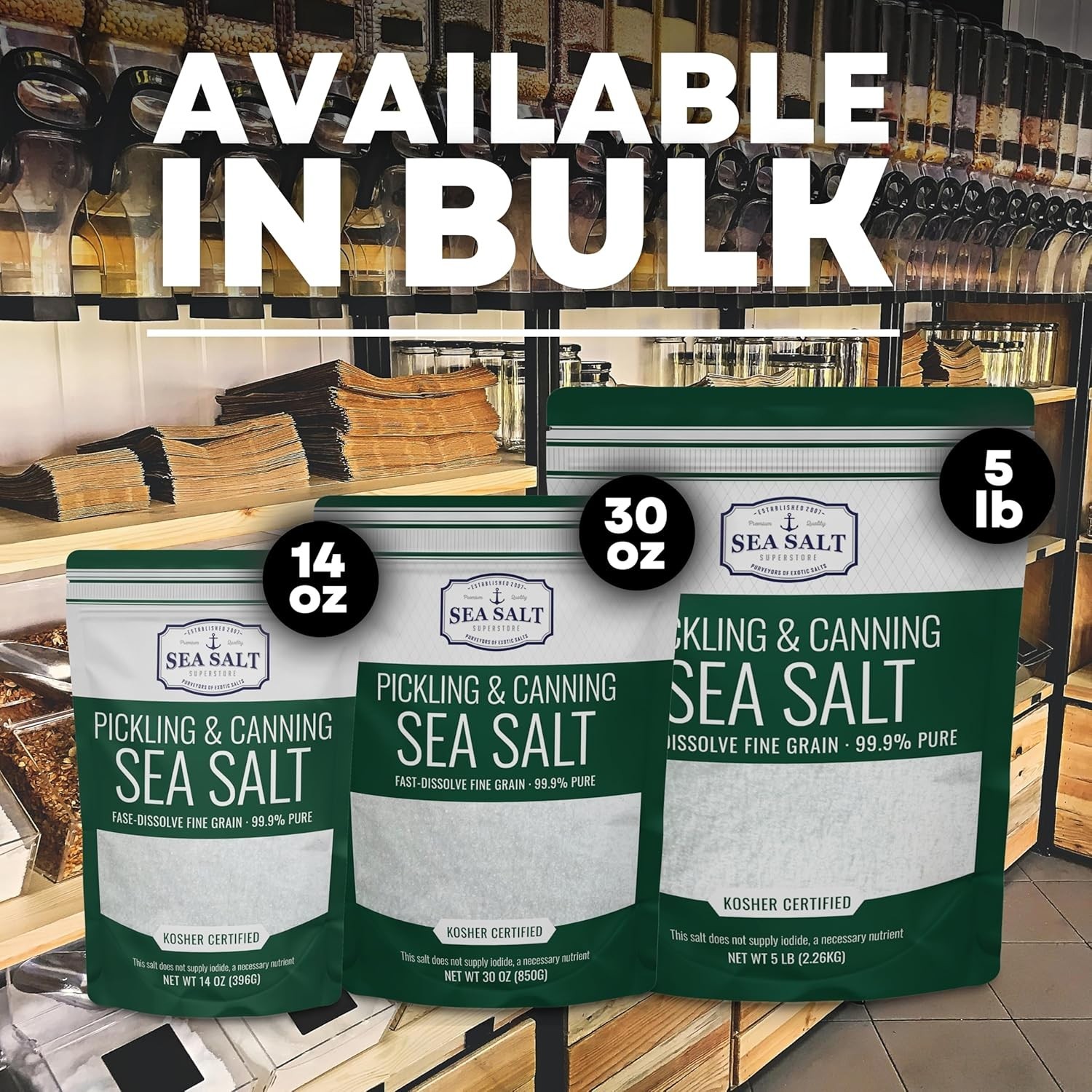 Pickling & Canning Pickling & Curing Salt for Natural Preserving, Fine Kosher…