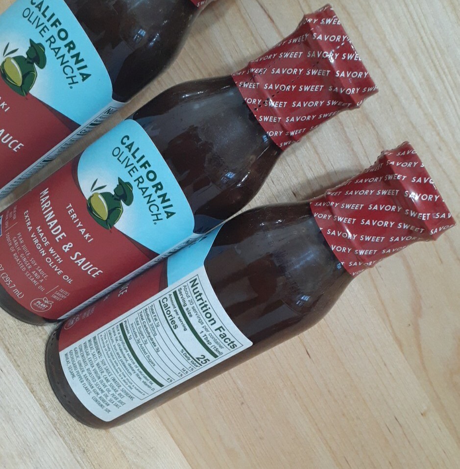 6: CALIFORNIA OLIVE RANCH Teriyaki Marinade & Sauce 10z pear juice ginger sesame