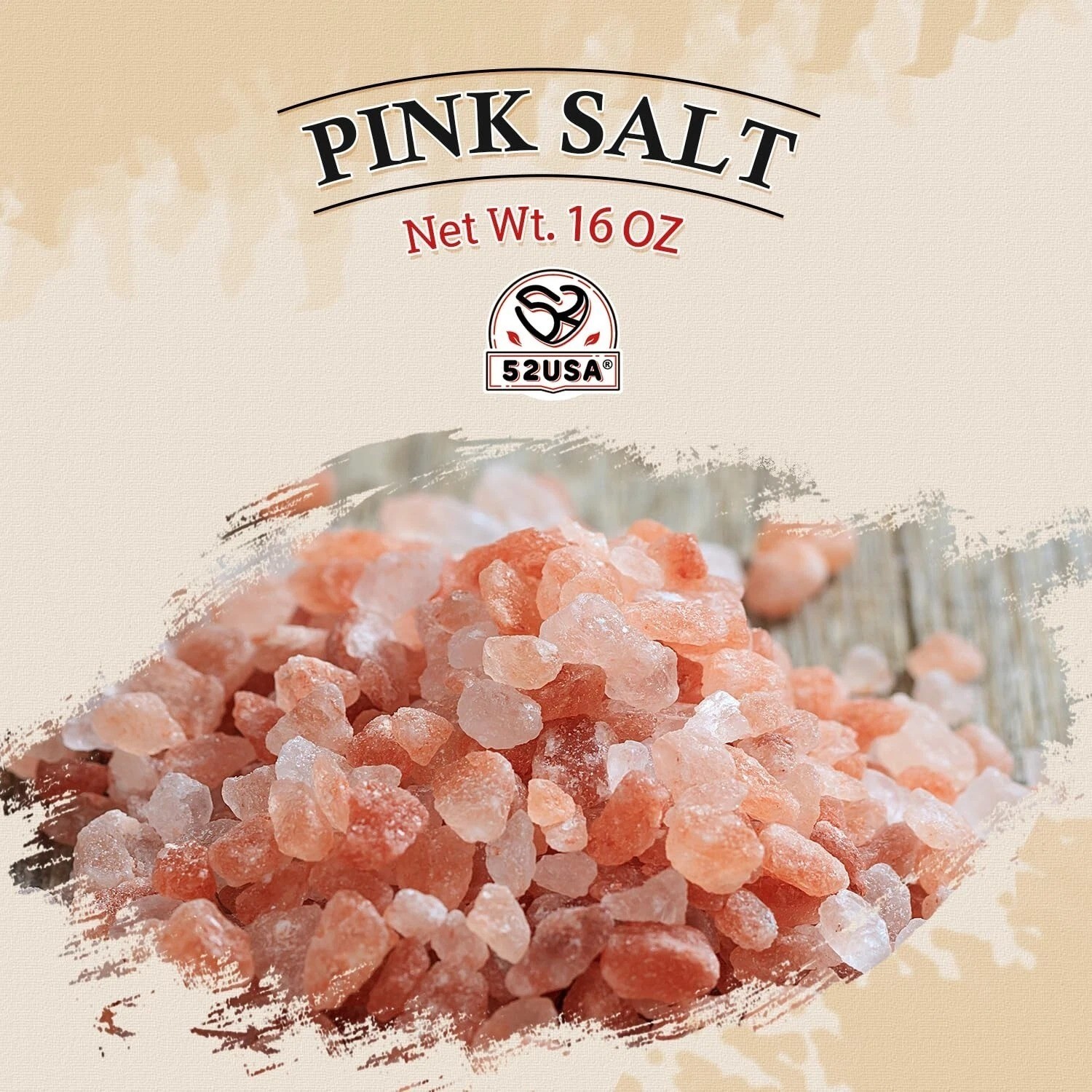52USA Himalayan Salt Coarse 1 Lb (453G), Pink Himalayan Salt, Sea Salt for Grind