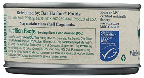 Shellfish Premium Whole Maine Clams 6.5 Ounce All Natural Seafood Ingredient