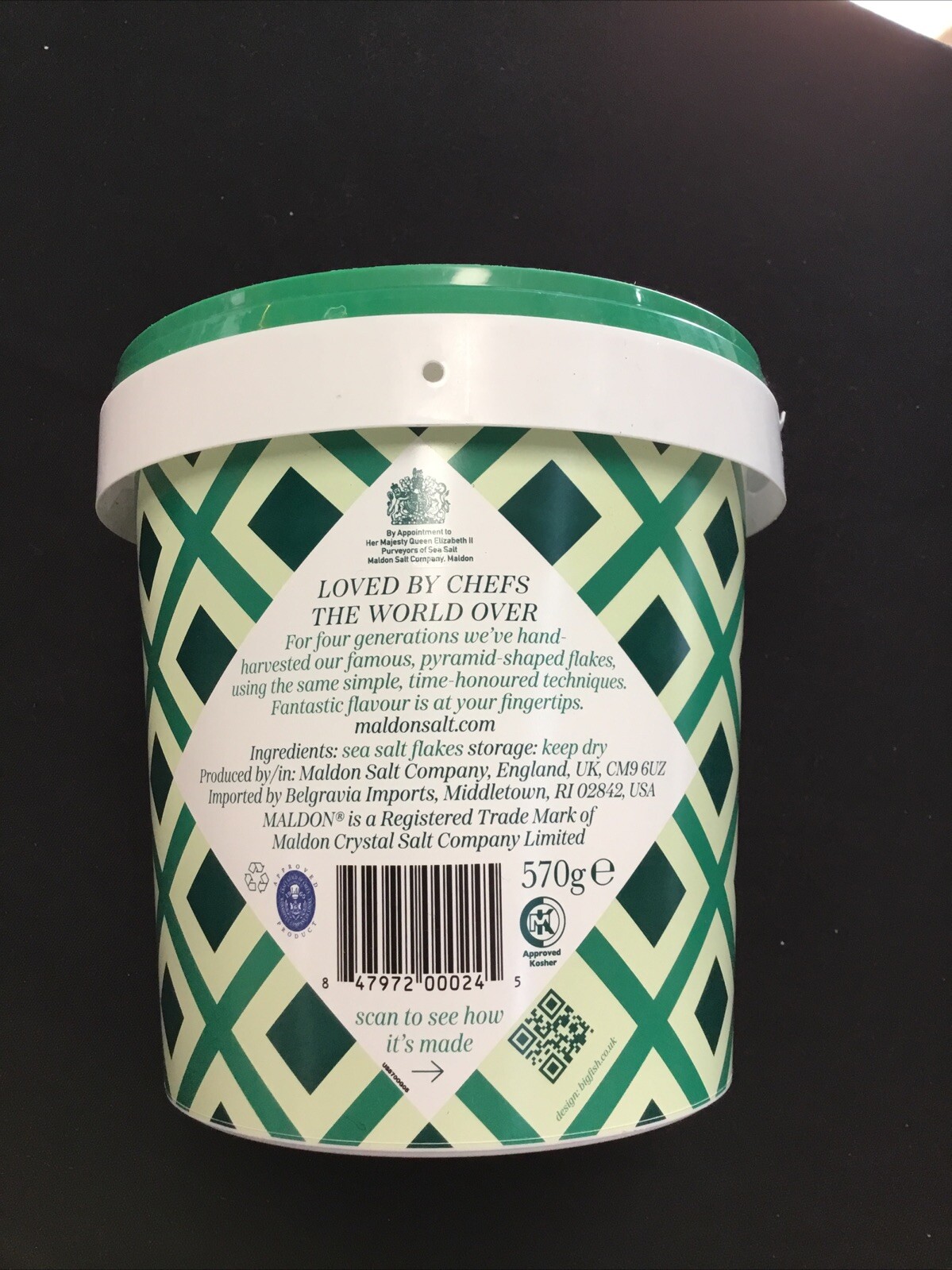 Maldon Sea Salt Flakes 20oz 570g Resealable Tub Kosher Chef Restaurant Quality