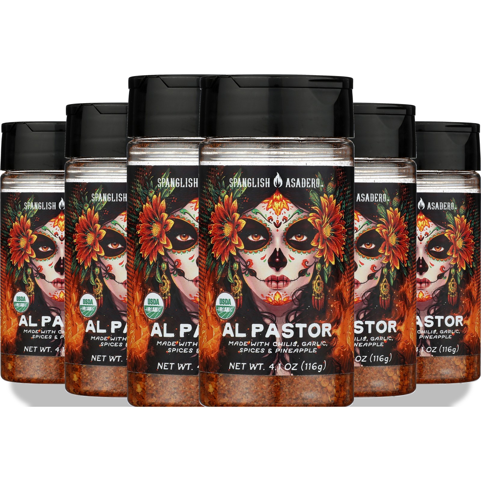 Organic Al Pastor Seasoning By Spanglish Asadero 4.1 Oz 6 Pack
