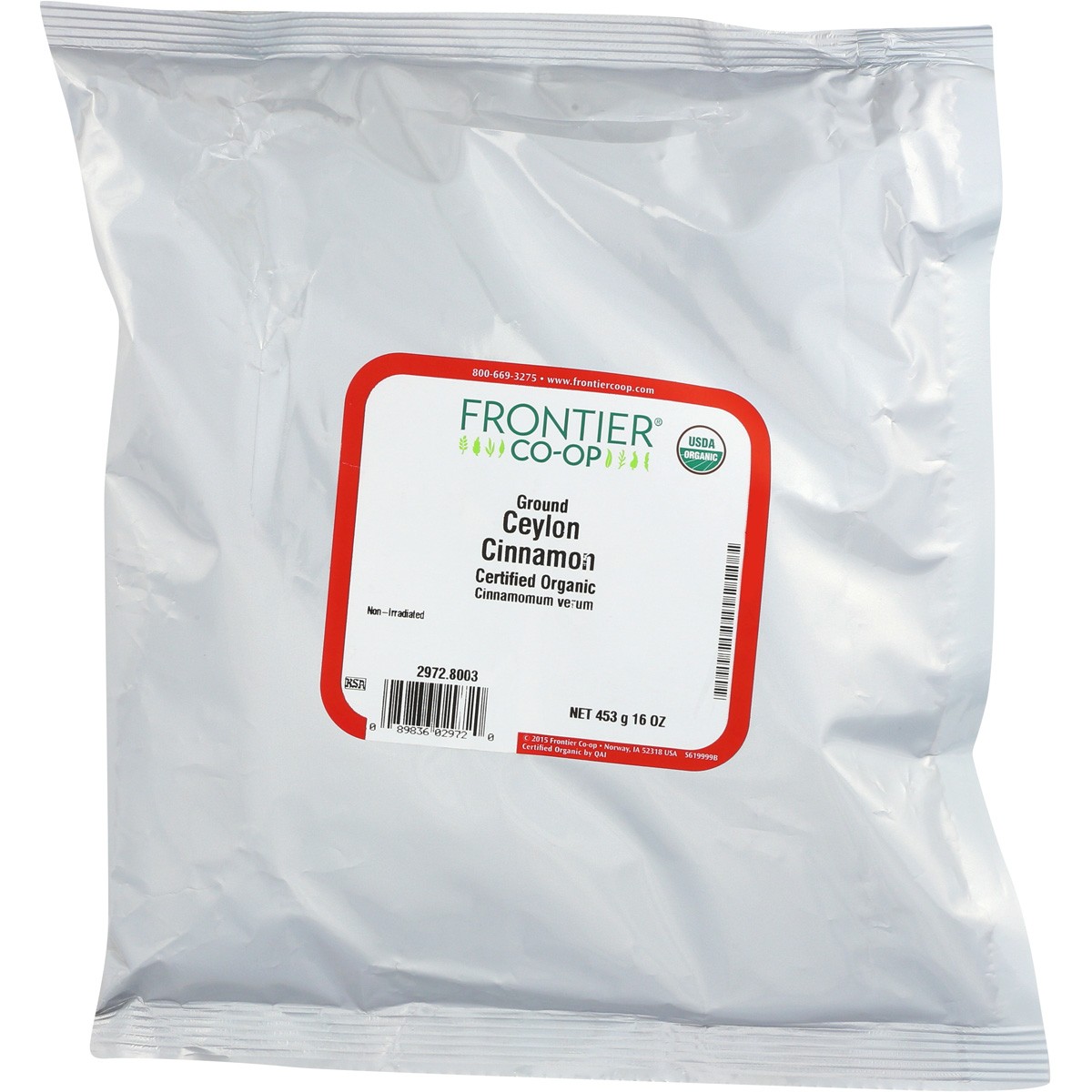 Frontier -Op Organic Ground Ceylon Cinnamon Powder Co-Op 16 Oz 1 Lb 1 Pack