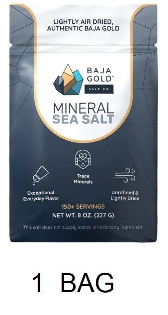 BAJA Gold Mineral Sea Salt 8 oz Resealable Bag Unrefined Trace Minerals – 1 BAG