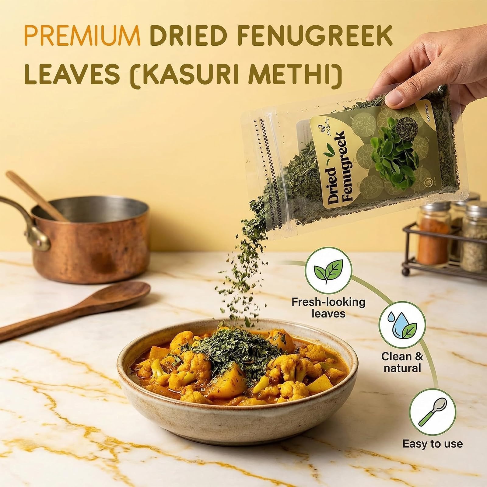 Miss Spring Dried Fenugreek Leaves – Kasuri Methi – 6 Oz