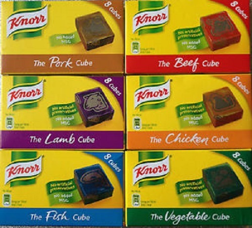 KNORR STOCK CUBES BEEF CHICKEN LAMB PORK FISH VEGETABLE HAM (8 CUBES PER PACK)