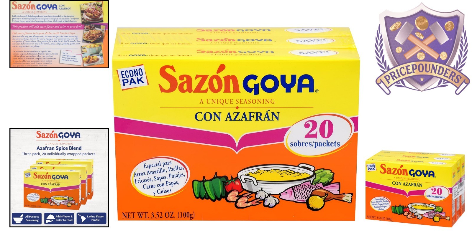 Seasoning with Azafran 3.52 Ounce Pack of 3 Latin American Flavor