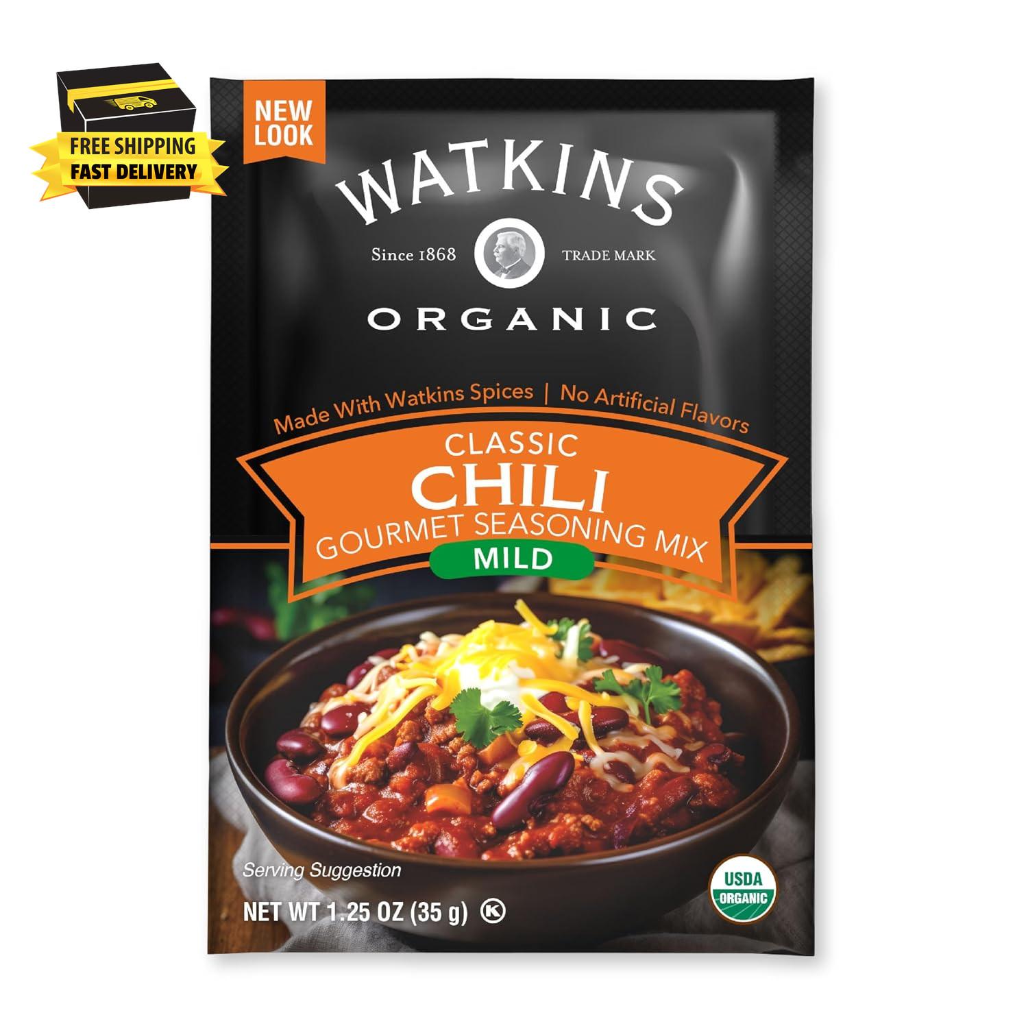 Organic Gourmet Seasoning Mix, Mild Chili, 1.25 Oz. Pouch, 1 Count ⭐️⭐️⭐️⭐️⭐️