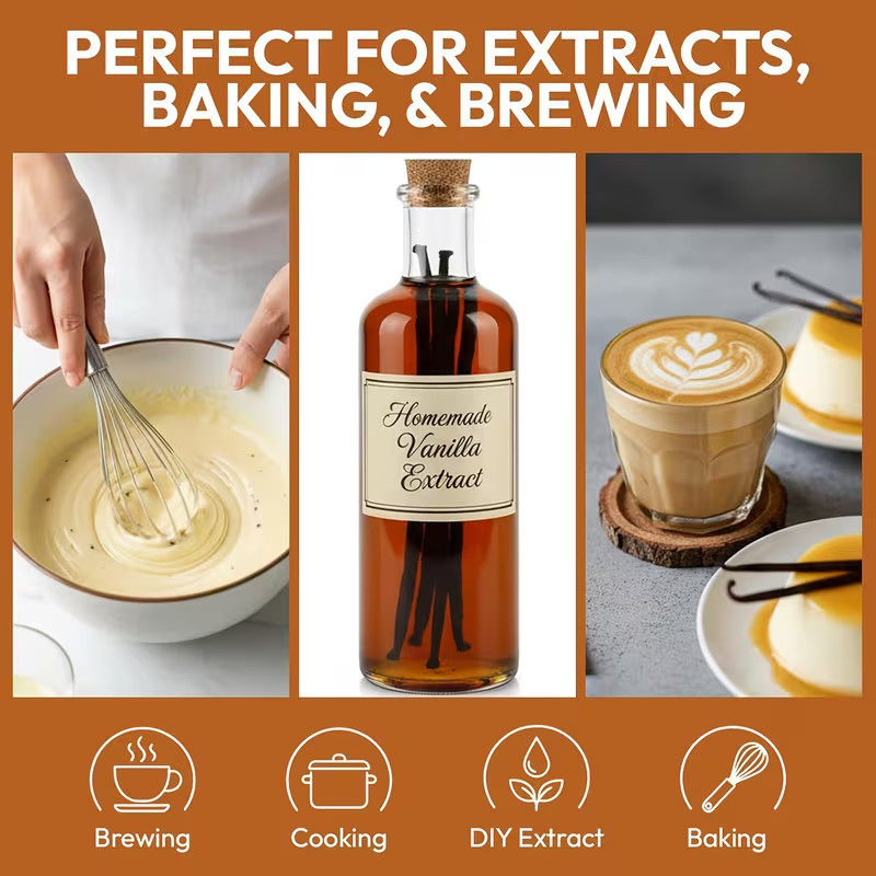 25pcs Madagascar Vanilla Beans Whole Grade A Pods for Vanilla Extract & Baking