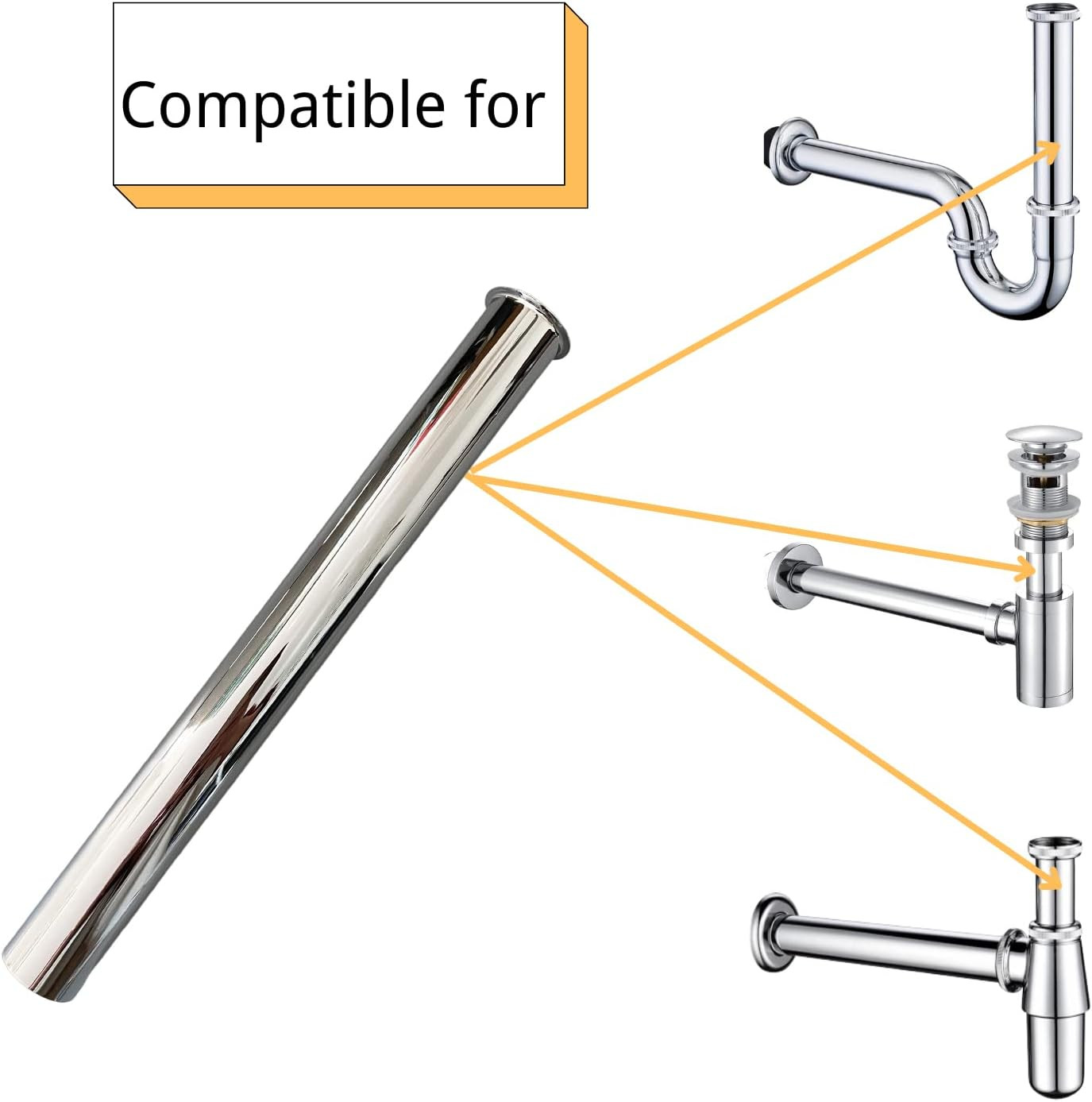 Heavy Duty Flanged Sink Tailpiece 1-1/4″ OD X 12″, Extension Tube for Trap, Drai