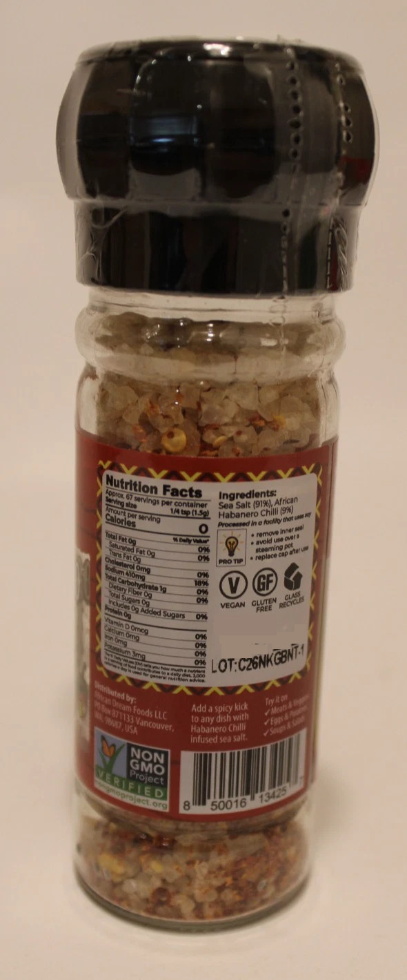 African Dream, Habanero Chilli Salt – NEW, Sealed – Lot of 6 x 100g bottles