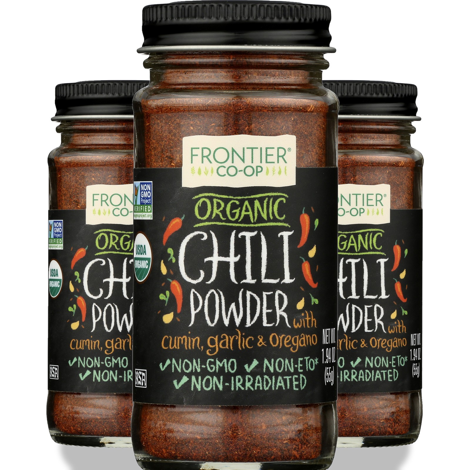 Frontier -Op Organic Chili Powder With Cumin Garlic And Oregano 94 Ounce 3 Pack