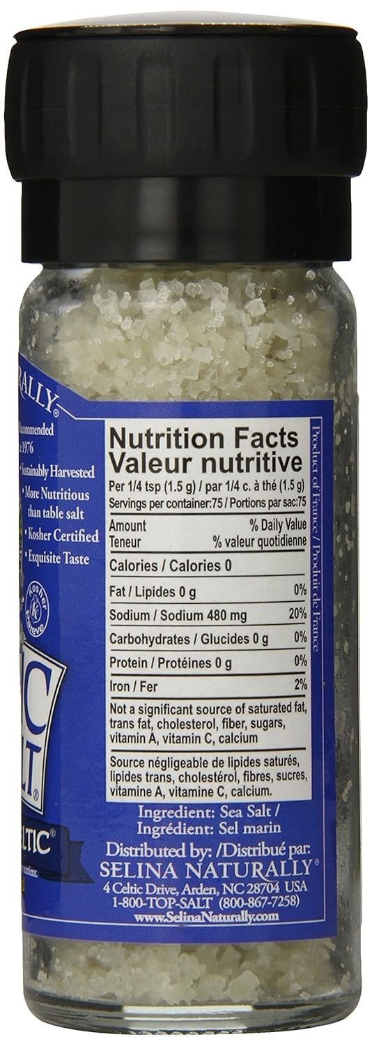 Celtic Sea Salt Light Grey Course with Built in Grinder 3 oz