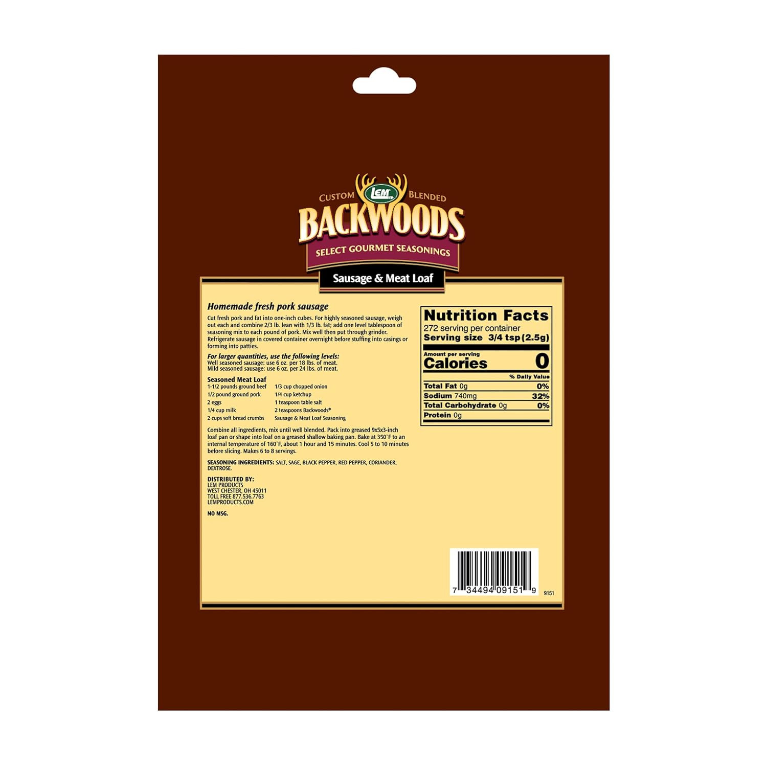 LEM Products Backwoods Sausage and Meatloaf Seasoning
