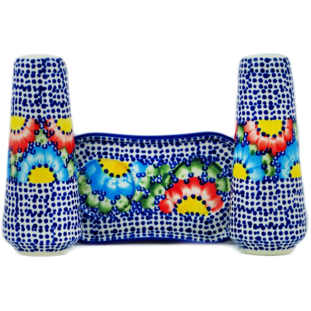 Polish Pottery Seasoning Set 6-inch Spotted Garden UNIKAT Handmade Poland