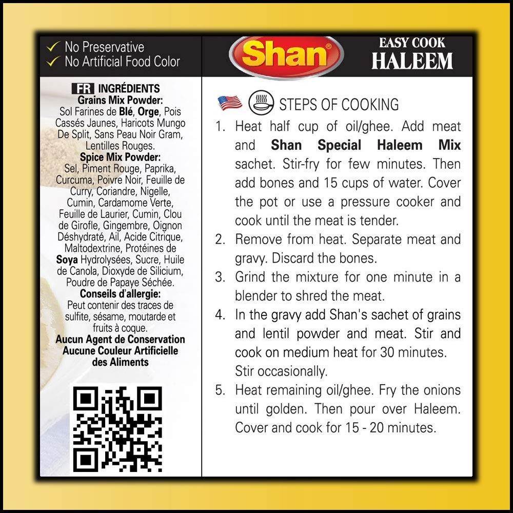 Shan Easy Cook Haleem Mix 10.5oz 300g Spice for Meat Lentil Wheat Curry
